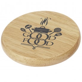Scoll houten onderzetter met flesopener - diameter 6.7cm