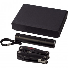 Scout multifunctioneel mes en zaklamp in geschenkverpakking-Zwart