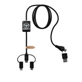 SCX 5 in 1 oplaadkabel - gerecycled kunststof - oplichtend logo - carplay