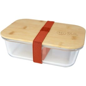 Seasons Roby lunchtrommel 1L - glas - bamboe deksel - elastische band