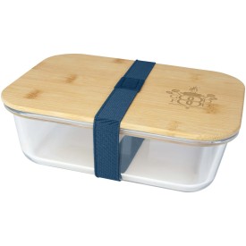 Seasons Roby lunchtrommel 1L - glas - bamboe deksel - elastische band-Hale blue