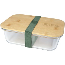 Seasons Roby lunchtrommel 1L - glas - bamboe deksel - elastische band-Heather groen