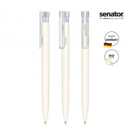 Senator Liberty balpen - biobased kunststof - zwarte, blauwe inkt - transparante clip
