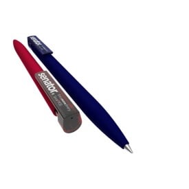 Senator Liberty balpen - kunststof - zwarte, blauwe inkt - soft touch - mat gekleurd - transparante clip