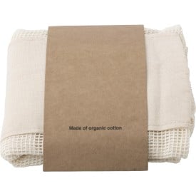 Set herbruikbare groente- en fruitnetjes - katoen - 3 formaten - in papieren sleeve