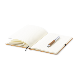 Nauthax notitieboek - A5+ - gereycled leer - 100 vellen - inclusief balpen