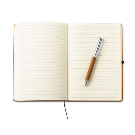 Nauthax notitieboek - A5+ - gereycled leer - 100 vellen - inclusief balpen