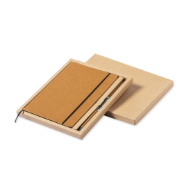 Nauthax notitieboek - A5+ - gereycled leer - 100 vellen - inclusief balpen