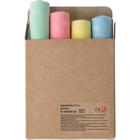 Kartonnen box met stoepkrijt - kalksteenpoeder - in cadeauverpakking