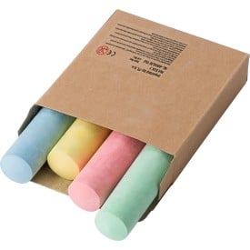 Kartonnen box met stoepkrijt - kalksteenpoeder - in cadeauverpakking