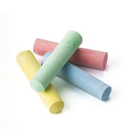 Kartonnen box met stoepkrijt - kalksteenpoeder - in cadeauverpakking