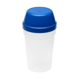 Multi shaker 300ml - plastic - transparant - gekleurde draaideksel