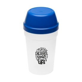 Multi shaker 300ml - plastic - transparant - gekleurde draaideksel