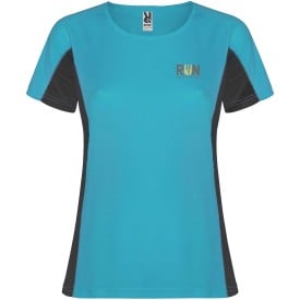 Shanghai sportshirt met korte mouwen voor dames-Turquoise, dark lead