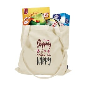 Katoenen draagtas - gerecycled katoen - 180 g/m2 - 38 x 42 cm - ecru - lange hengsels