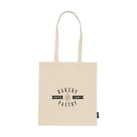 Katoenen draagtas - gerecycled katoen - 180 g/m2 - 38 x 42 cm - ecru - lange hengsels