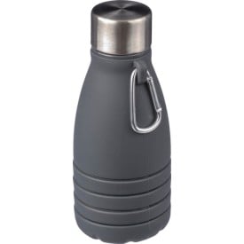 Erin drinkfles 550ml - siliconen - opvouwbaar - RVS dop - karabijnhaak