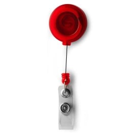 Naamkaarthouder - transparant kunststof - metalen clip - met trekkoord van 80cm