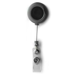 Naamkaarthouder - transparant kunststof - metalen clip - met trekkoord van 80cm