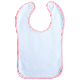 Slabbetje met klittenbandsluiting en gekleurde bies-Wit / baby roze
