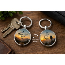 Ronde metalen sleutelhanger - 33 mm - dubbelzijdig full colour bedrukt