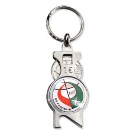Winkelwagenmunt sleutelhanger - metaal - doming label