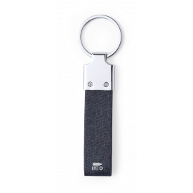 Branis rechthoek sleutelhanger - metaal - 8.7 cm - rPET polyester lint