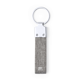 Branis rechthoek sleutelhanger - metaal - 8.7 cm - rPET polyester lint