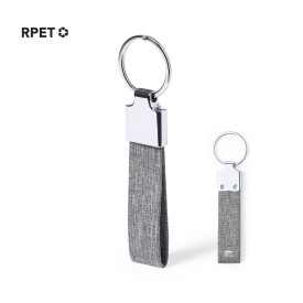 Branis rechthoek sleutelhanger - metaal - 8.7 cm - rPET polyester lint