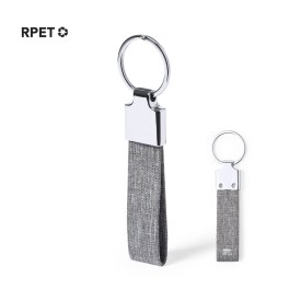 Branis rechthoek sleutelhanger - metaal - 8.7 cm - rPET polyester lint