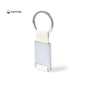 Cyrax rechthoek sleutelhanger - metaal - 6.5 cm - lint van katoen