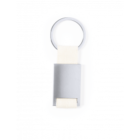 Cyrax rechthoek sleutelhanger - metaal - 6.5 cm - lint van katoen