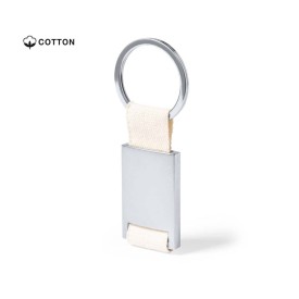 Cyrax rechthoek sleutelhanger - metaal - 6.5 cm - lint van katoen