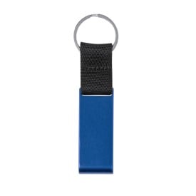 Fique sleutelhanger - gerecycled aluminium - 5.7 cm - telefoonstandaard - zwarte nylon band