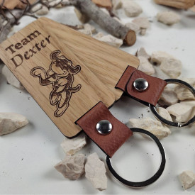 Sleutelhanger hout-Bruin/ zwart
