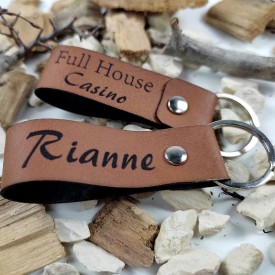 Sleutelhanger - leer - 7 cm