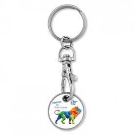 Loja sleutelhanger - metaal - Ø 2.1 cm - met winkelwagenmuntje