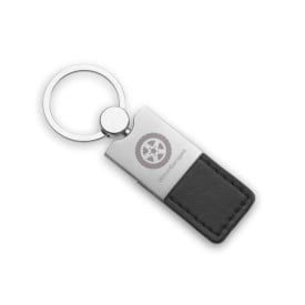 Columbus sleutelhanger - metaal - 9 cm - PU leren bandje - glimmende afwerking