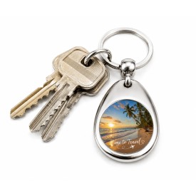 Metalen sleutelhanger met winkelwagenmuntje - full colour bedrukking