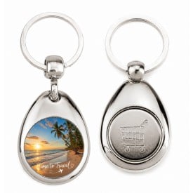 Sleutelhanger met winkelwagenmuntje-Zilver