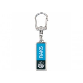 Rechthoek sleutelhanger - metaal - 10.8 cm - met doming label - met clip