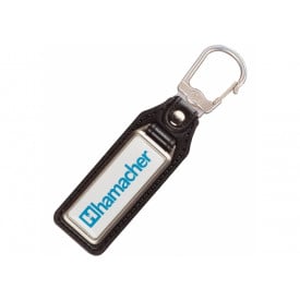 Rechthoek sleutelhanger - metaal - 11.4 cm - met doming label - met clip