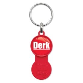 Sleutelhanger - kunststof - Ø 2.2 cm - met dominglabel - met winkelwagenmuntje