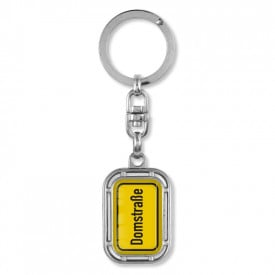 Straatnaam sleutelhanger - metaal - 2.9 cm - doming label