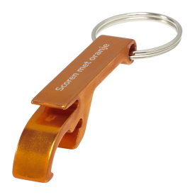 Sleutelhanger Tom - aluminium - 5,5 cm - met fles- en blikopener-Oranje