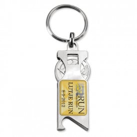 Trias sleutelhanger - metaal - 5 cm - winkelwagenmunthouder - met doming label