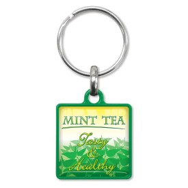 Lucky vierkante sleutelhanger - metaal - 2.5 cm - met doming label
