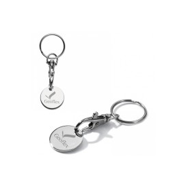 Sleutelhanger - metaal - 7.8 cm - met winkelwagenmuntje