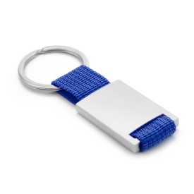 Yip rechthoek sleutelhanger - metaal - 6.5 cm - gekleurd polyester lint