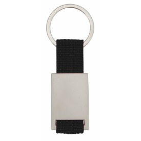 Yip rechthoek sleutelhanger - metaal - 6.5 cm - gekleurd polyester lint